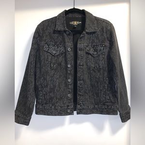 Lucky Brand Black Leopard Jean Jacket